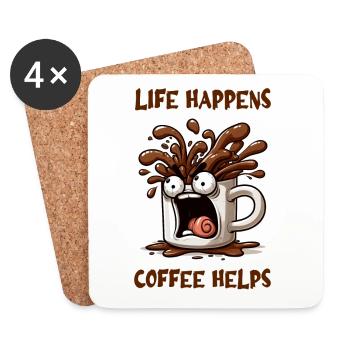 Life happens, coffee helps - Coasters (set of 4) - white - Front