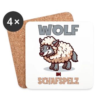 Wolf im Schafspelz - Untersetzer (4er-Set) - Weiß - Vorne