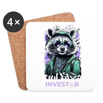THE BUBATZ INVESTOR RACCOON - Coasters (set of 4) - white - Front