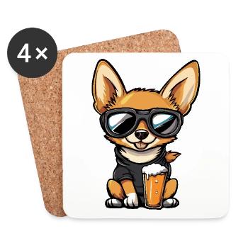 Chihuahua chien après-ski bière - Dessous de verre (lot de 4) - blanc - Devant