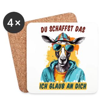 Du schaffst das! Ich glaub an dich! Glücksbringer - Untersetzer (4er-Set) - Weiß - Vorne