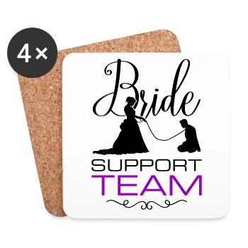 Braut Support Team Hochzeit - Untersetzer (4er-Set) - Weiß - Vorne
