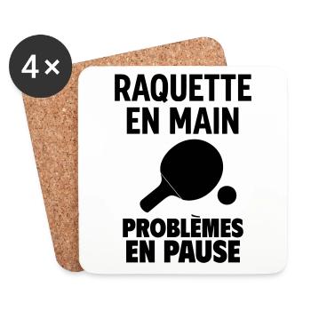 Raquette en main Ping Pong ping pong ping-pong - Dessous de verre (lot de 4) - blanc - Devant