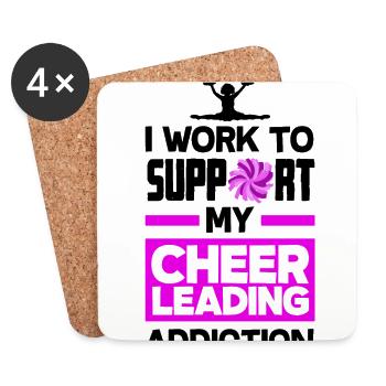 I Work To Support My Cheerleading Addiction Cheerl - Untersetzer (4er-Set) - Weiß - Vorne