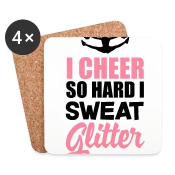 I Cheer So Hard I Sweat Glitter Cheerleader Cheerl - Untersetzer (4er-Set) - Weiß - Vorne