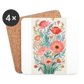 Blumenstrauß - Untersetzer (4er-Set) - Weiß - Vorne
