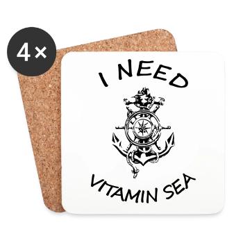 anchor compass steering wheel i need vitamin sea - Coasters (set of 4) - white - Front