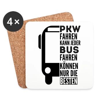 Busfahrer Omnibus Reisebus Geschenk Spruch - Untersetzer (4er-Set) - Weiß - Vorne