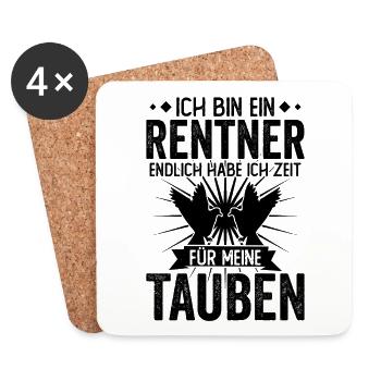 Ruhestand | Rentner | Rente | Tauben | Geschenk - Untersetzer (4er-Set) - Weiß - Vorne