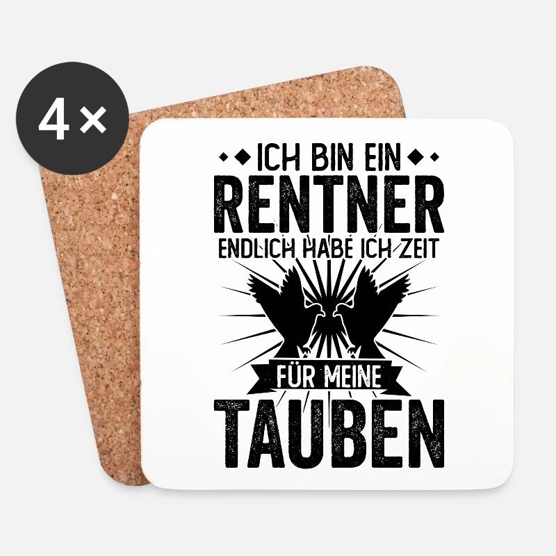 Ruhestand | Rentner | Rente | Tauben | Geschenk - Untersetzer (4er-Set) - Weiß