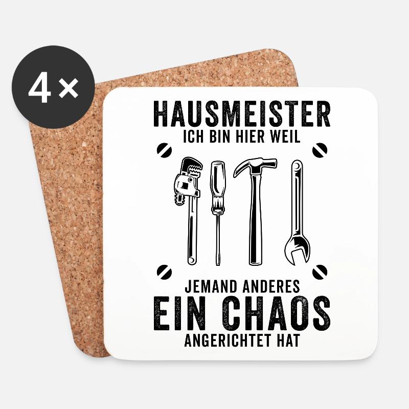 Hausmeister Hauswart Facility Manager Geschenk - Untersetzer (4er-Set) - Weiß
