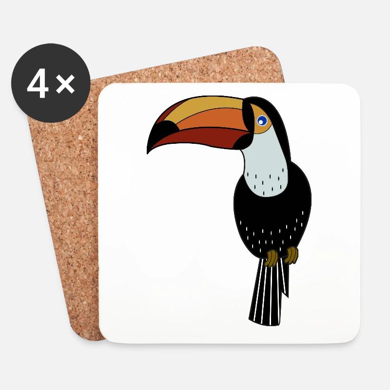 Papagei, schwarz papagei - Untersetzer (4er-Set) - Weiß