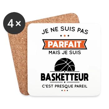 Je ne suis pas parfait mais je suis basketteur - Dessous de verre (lot de 4) - blanc - Devant