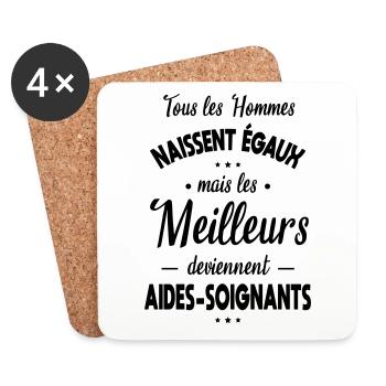 Hommes égaux meilleurs deviennent aides-soignants - Dessous de verre (lot de 4) - blanc - Devant