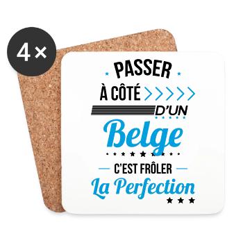 Belge - Frôler la perfection - Belgique - Dessous de verre (lot de 4) - blanc - Devant