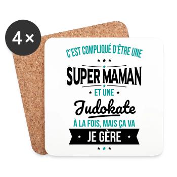 Compliqué d'être une super maman et une judokate - Dessous de verre (lot de 4) - blanc - Devant