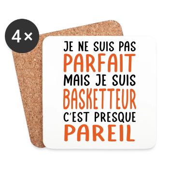 Je ne suis pas parfait mais je suis basketteur - Dessous de verre (lot de 4) - blanc - Devant
