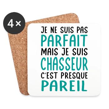 Pas parfait mais chasseur c'est presque pareil - Dessous de verre (lot de 4) - blanc - Devant