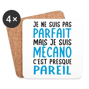 Je ne suis pas parfait mais je suis mécano - Dessous de verre (lot de 4) - blanc - Devant