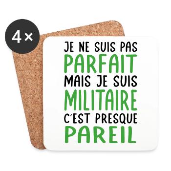 Je ne suis pas parfait mais je suis militaire - Dessous de verre (lot de 4) - blanc - Devant
