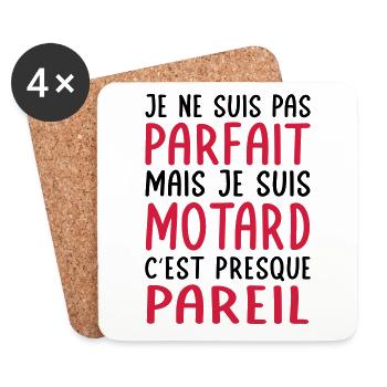 Je ne suis pas parfait mais je suis motard - Dessous de verre (lot de 4) - blanc - Devant