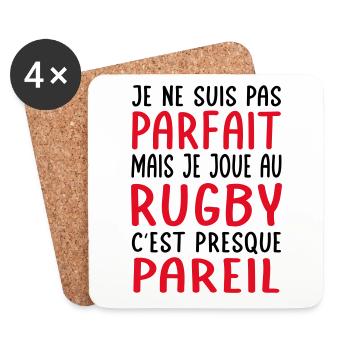 Je ne suis pas parfait mais je joue au rugby - Dessous de verre (lot de 4) - blanc - Devant