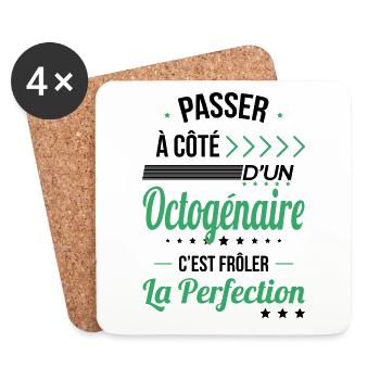 Anniversaire 80 ans - Octogénaire Perfection - Dessous de verre (lot de 4) - blanc - Devant