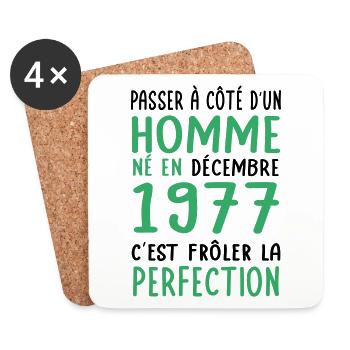 Anniversaire 45 ans - Né en Décembre 1977 - Dessous de verre (lot de 4) - blanc - Devant