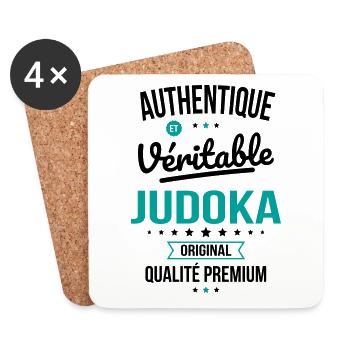 Authentique et véritable judoka - Original - Dessous de verre (lot de 4) - blanc - Devant