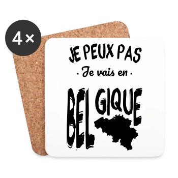 Je peux pas je vais en Belgique - Dessous de verre (lot de 4) - blanc - Devant