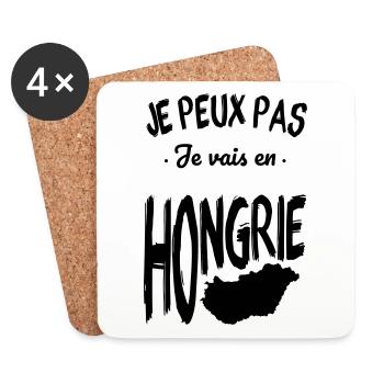 Je peux pas je vais en Hongrie - Dessous de verre (lot de 4) - blanc - Devant