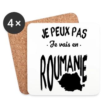 Je peux pas je vais en Roumanie - Dessous de verre (lot de 4) - blanc - Devant
