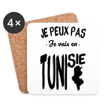 Je peux pas je vais en Tunisie - Dessous de verre (lot de 4) - blanc - Devant