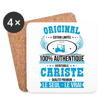 Authentique et véritable cariste - Original - Dessous de verre (lot de 4) - blanc - Devant