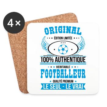 Authentique et véritable footballeur - Original - Dessous de verre (lot de 4) - blanc - Devant