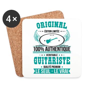 Authentique et véritable guitariste - Original - Dessous de verre (lot de 4) - blanc - Devant