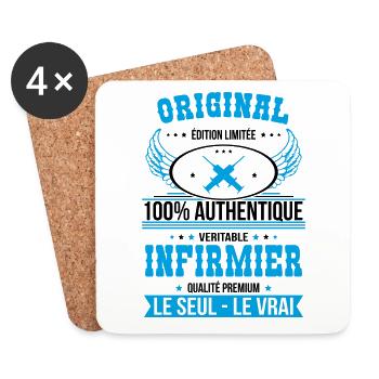 Authentique et véritable infirmier - Original - Dessous de verre (lot de 4) - blanc - Devant