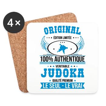 Authentique et véritable judoka - Original - Dessous de verre (lot de 4) - blanc - Devant