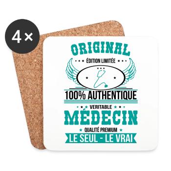 Authentique et véritable médecin - Original - Dessous de verre (lot de 4) - blanc - Devant