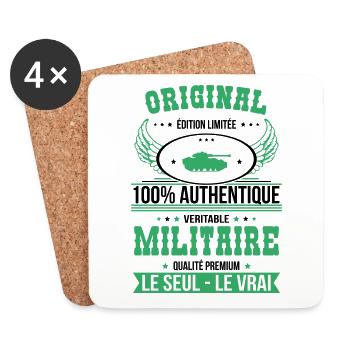 Authentique et véritable militaire - Original - Dessous de verre (lot de 4) - blanc - Devant