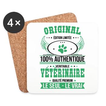 Authentique et véritable vétérinaire - Original - Dessous de verre (lot de 4) - blanc - Devant