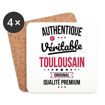 Authentique et véritable Toulousain - Original - Dessous de verre (lot de 4) - blanc - Devant