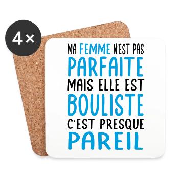 My wife is not perfect but she is a bowler - Coasters (set of 4) - white - Front
