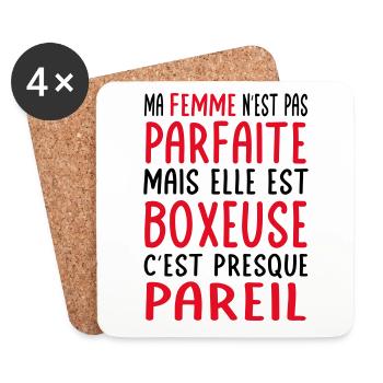 Meine Frau ist nicht perfekt, aber sie ist Boxerin - Untersetzer (4er-Set) - Weiß - Vorne