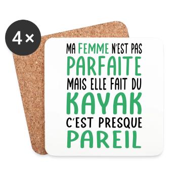 My wife not perfect but she kayaks - Coasters (set of 4) - white - Front