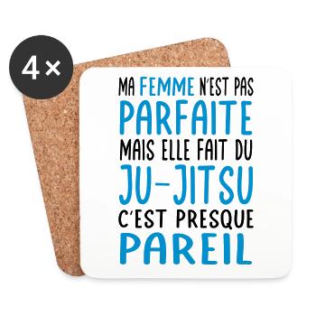 My wife not perfect but she does ju-jitsu - Coasters (set of 4) - white - Front