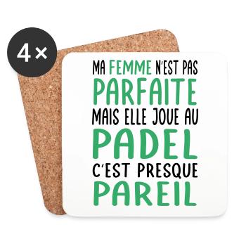 Ma femme pas parfaite mais elle joue au padel - Dessous de verre (lot de 4) - blanc - Devant