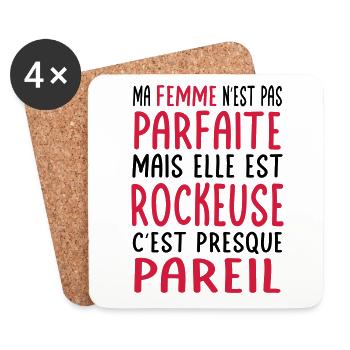 Ma femme n'est pas parfaite mais elle est rockeuse - Dessous de verre (lot de 4) - blanc - Devant