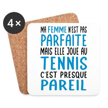 Ma femme pas parfaite mais elle joue au tennis - Dessous de verre (lot de 4) - blanc - Devant