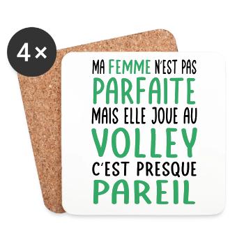 Ma femme pas parfaite mais elle joue au volley - Dessous de verre (lot de 4) - blanc - Devant